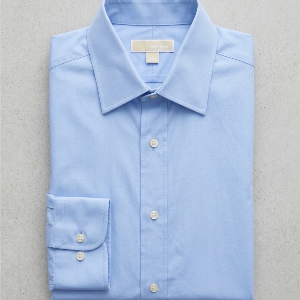 Michael Kors Light Blue Mens Dress Shirt - Picture 2 of 7